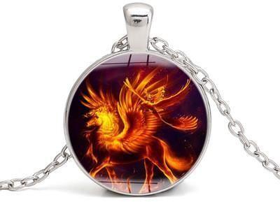 Cool Unicorn Logo - Handmade Cool Born of Fire Paradise Unicorn Logo Pendant Necklace
