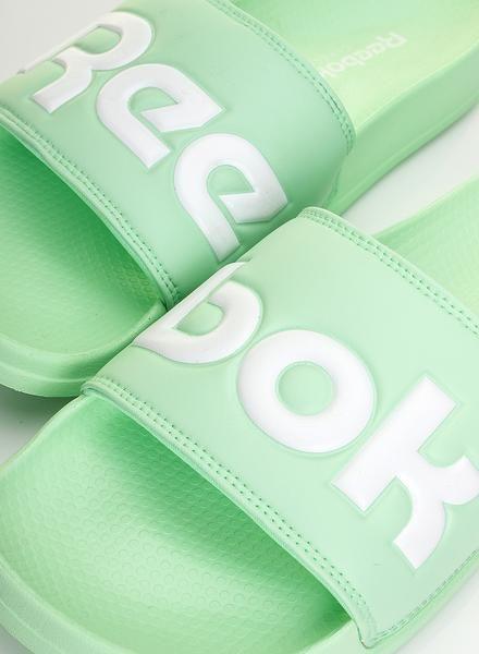 Green and White Logo - Reebok Classic Slide Split Logo - Green/White | Philip Browne Menswear