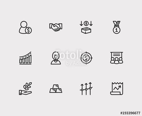 Investment App Logo - Capital icons set. Agriculture investment and capital icons