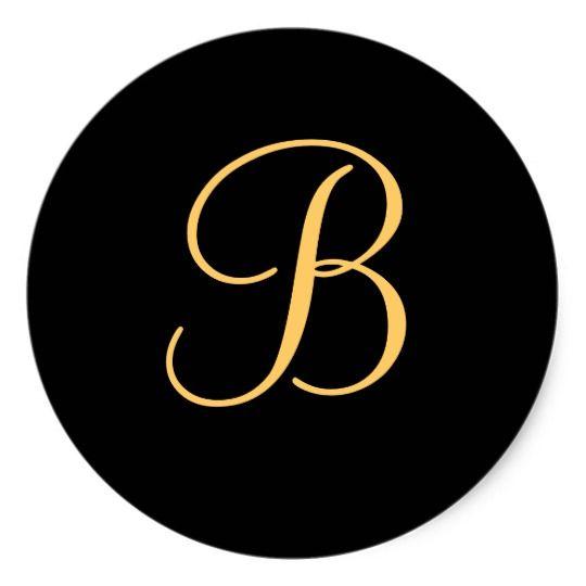 Black Letter B Logo - Gold-colored letter B on black monogram sticker | Zazzle.com