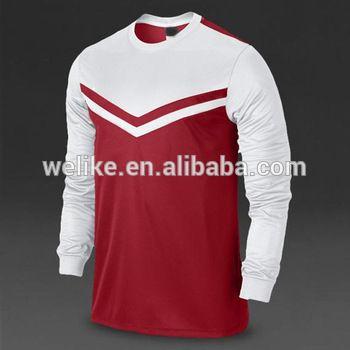 Red and White Soccer Logo - Red And White Soccer Shirt Long Sleeve Jerseys Red And White