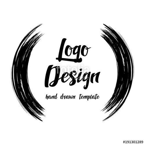 Circle Frame Logo - Hand drawn black textured circle frame isolated on white background ...