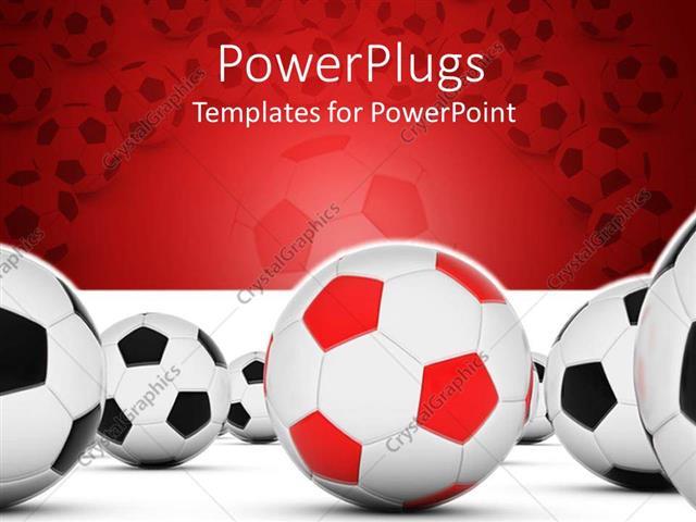 Red and White Soccer Logo - PowerPoint Template: soccer balls with red and black with white