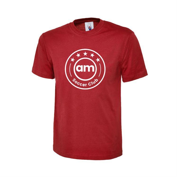 Red and White Soccer Logo - Am Soccer - Red/White Large Logo T-Shirt - Direct Soccer