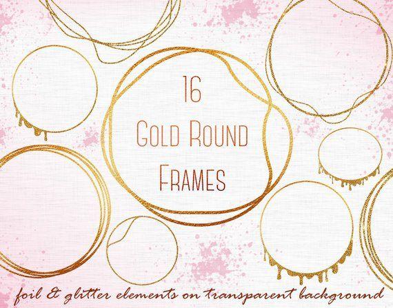 Circle Frame Logo - Gold round frames clipart Gold circles clipart Circle Frame | Etsy
