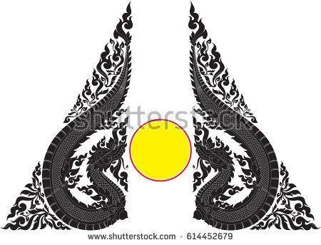 Circle Frame Logo - vector swirl tribal Naga with circle frame logo, symbol, sign