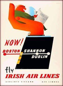 Irish Airline Dublin Logo - Now Boston to Shannon Dublin Ireland Airline Vintage Irish Travel ...