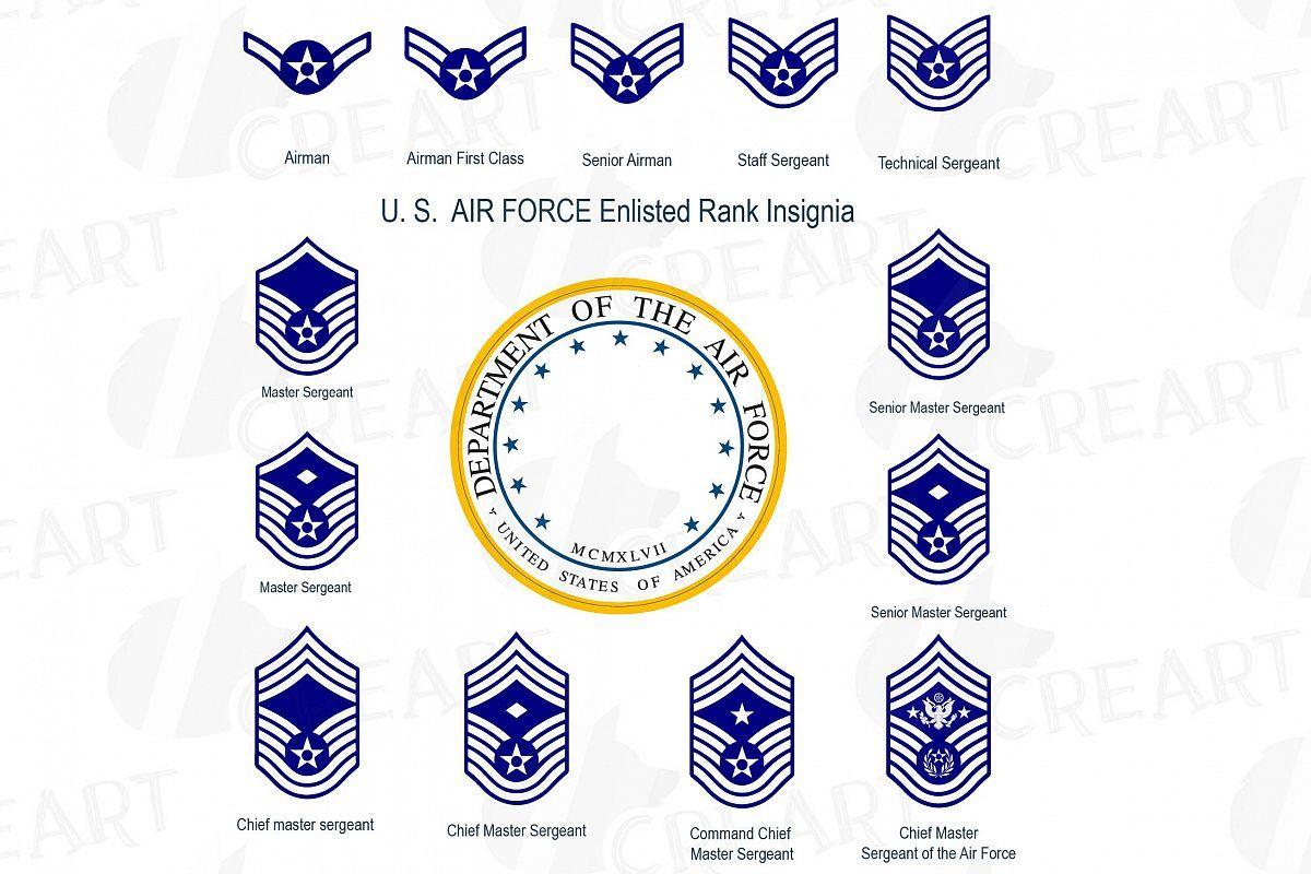 Us Af Logo - US Air Force enlisted rank insignia collection, US AF vector