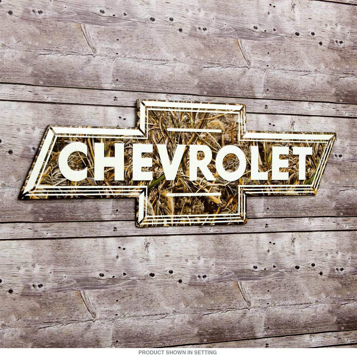 Camo Chevrolet Logo - Chevrolet Woodland Camo Bowtie Cutout Tin Sign_D at Retro Planet