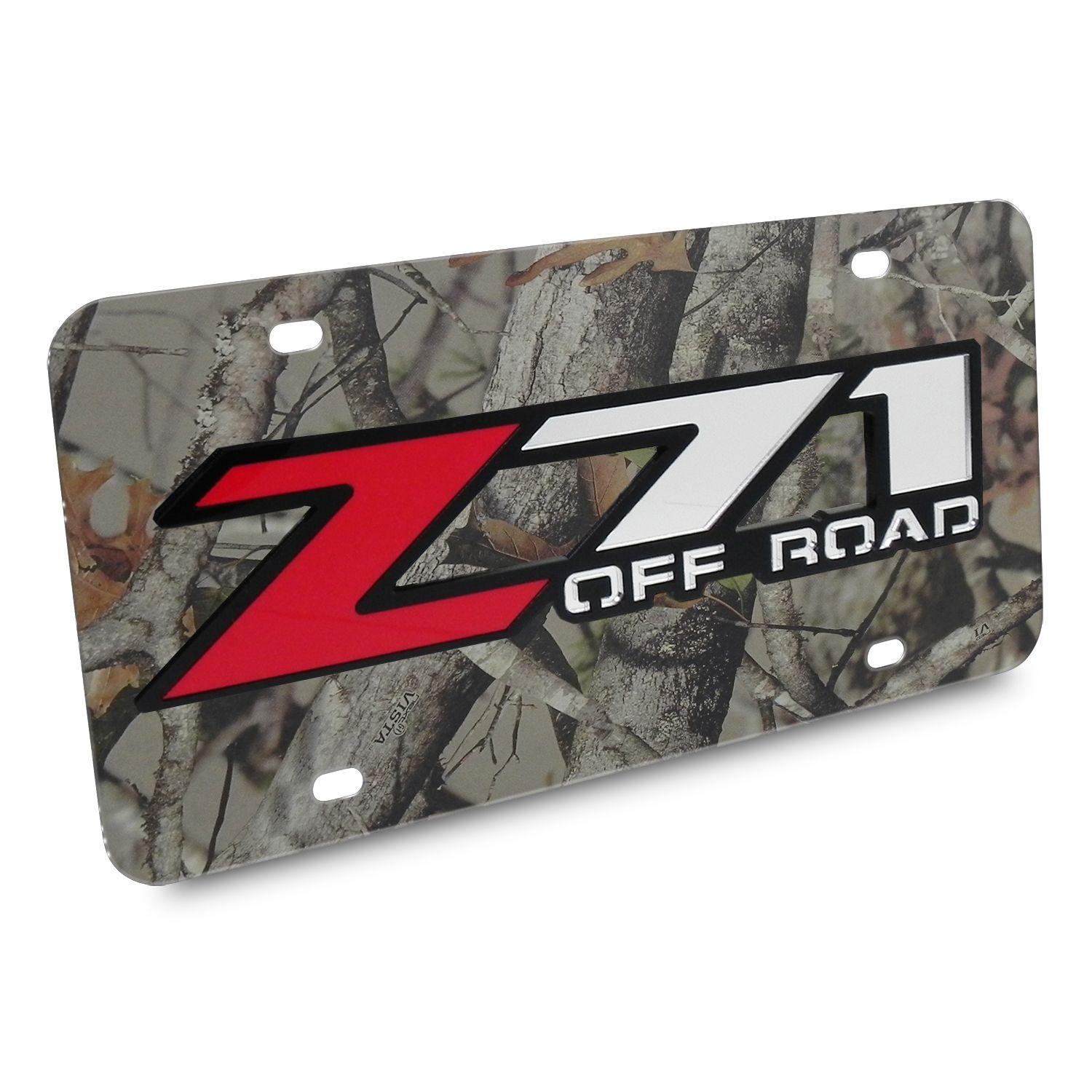 Camo Chevrolet Logo - Chevrolet Z71 Offroad 3D Logo Camo Stainless Steel License Plate