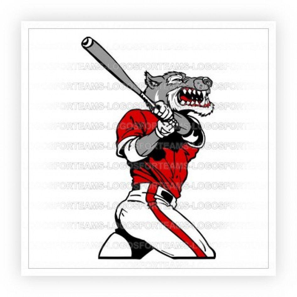 Baseball Bat Swing Logo - Mascot Logo Part of a Wolf Swinging A Baseball Bat