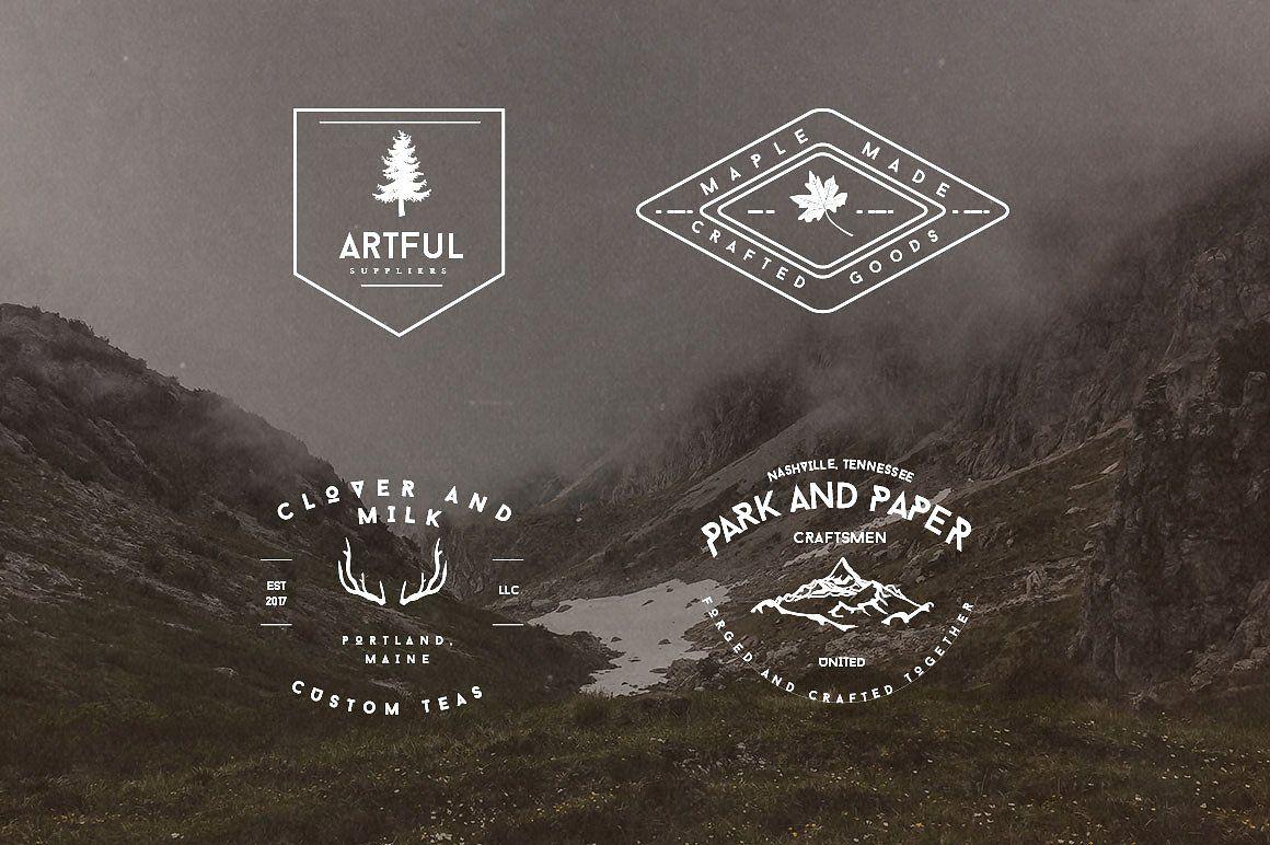 Rustic Tree Logo - Set of Rustic Mountain Vector Badges Web Elements Creative Market