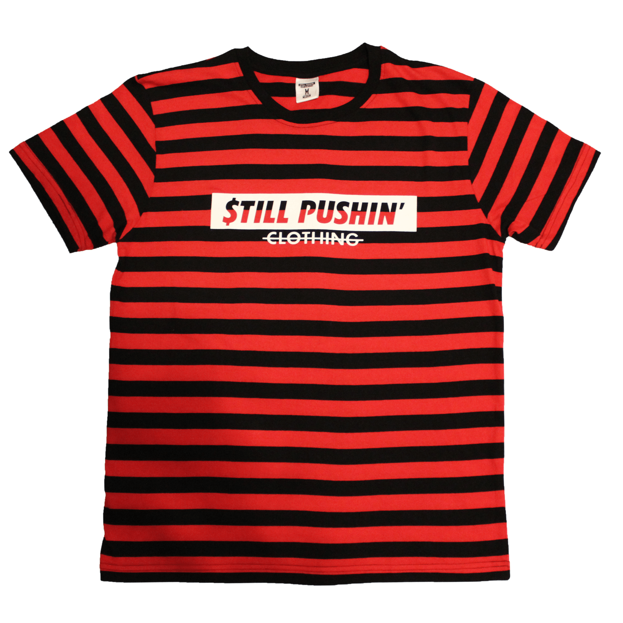 Stripe Red N Logo - Red n Black Stripes Logo Shirt | Still Pushin' Clothing