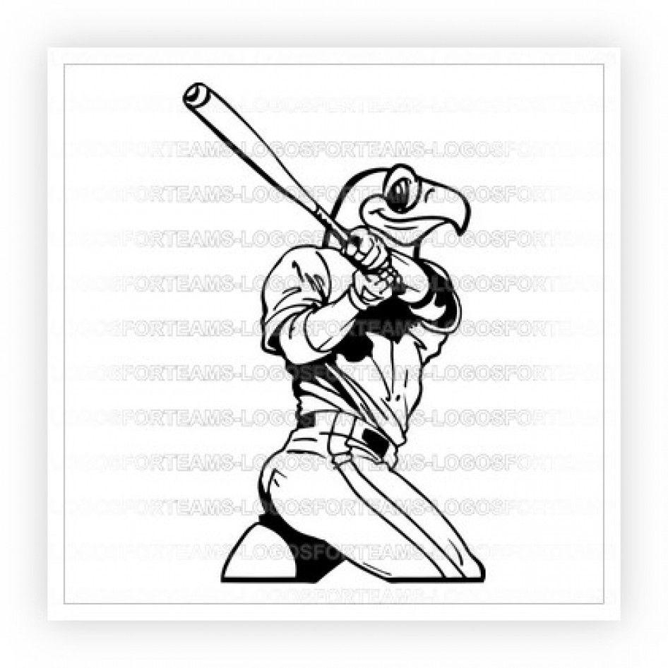 Baseball Bat Swing Logo - Mascot Logo Part of Eagle Swinging A Baseball Bat