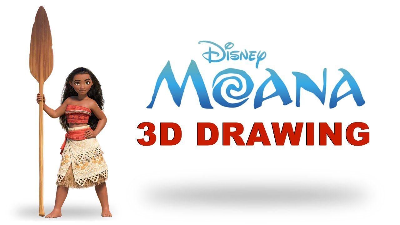 Moana Movie Logo - 3D Drawing. Moana Character. Disney's Moana Movie. Speed Art