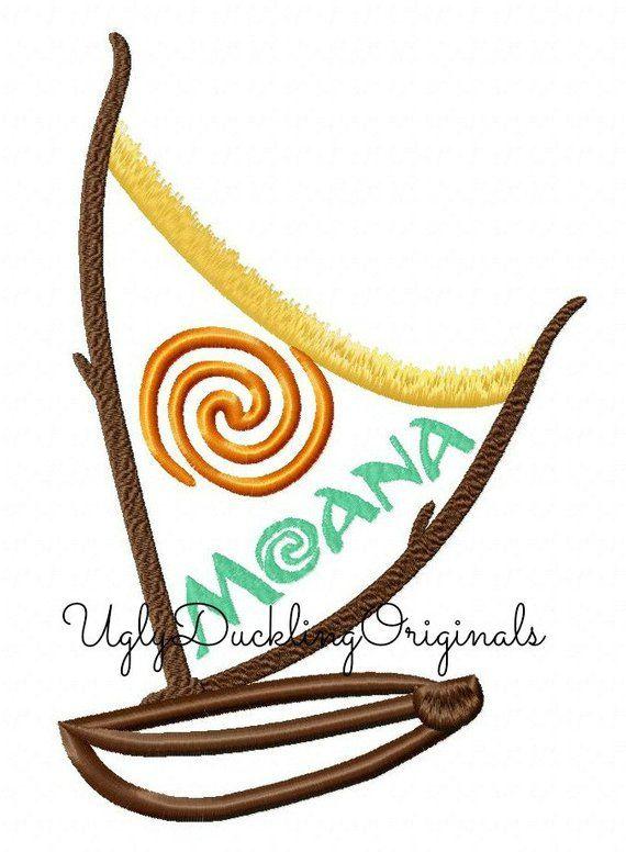 Moana Movie Logo - Moana Applique Design Boat Movie Logo Original Artwork by