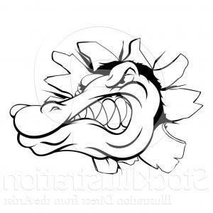 Black and White Alligator Logo - Royalty Free Vector Logo Of A Intimidating Alligator Mascot Outline ...
