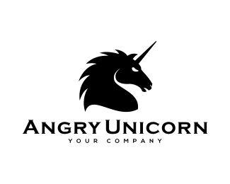 Unicorn Black and White Logo - Angry Unicorn Designed by vorox | BrandCrowd