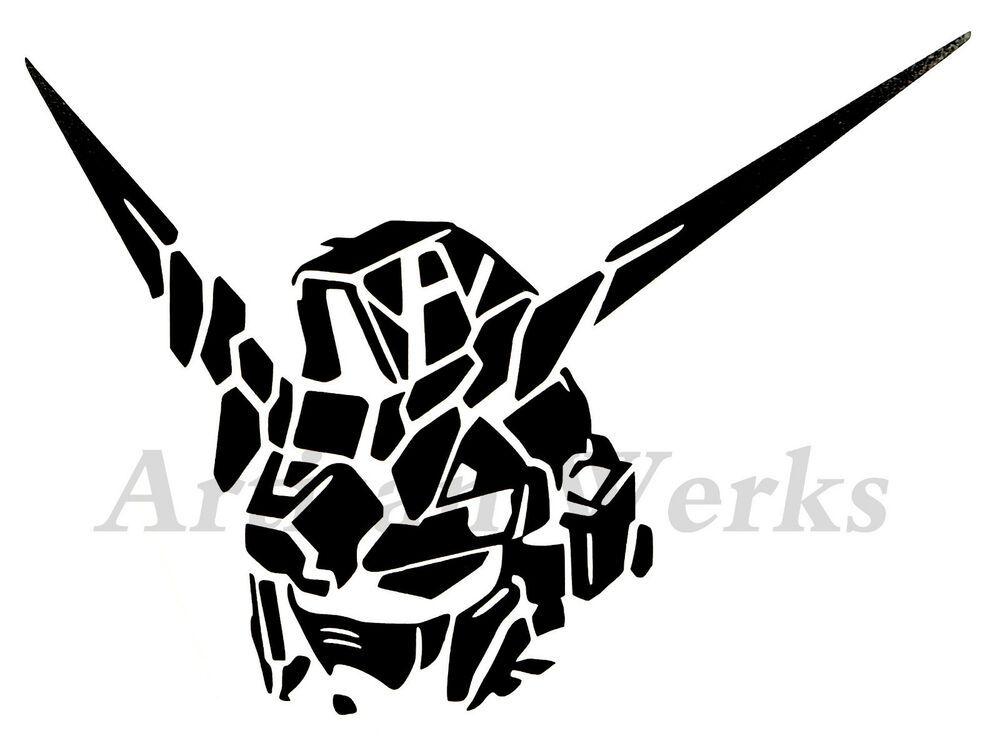 Unicorn Black and White Logo - UNICORN GUNDAM RX0 Head Vinyl Decal Sticker robot manga anime wall ...