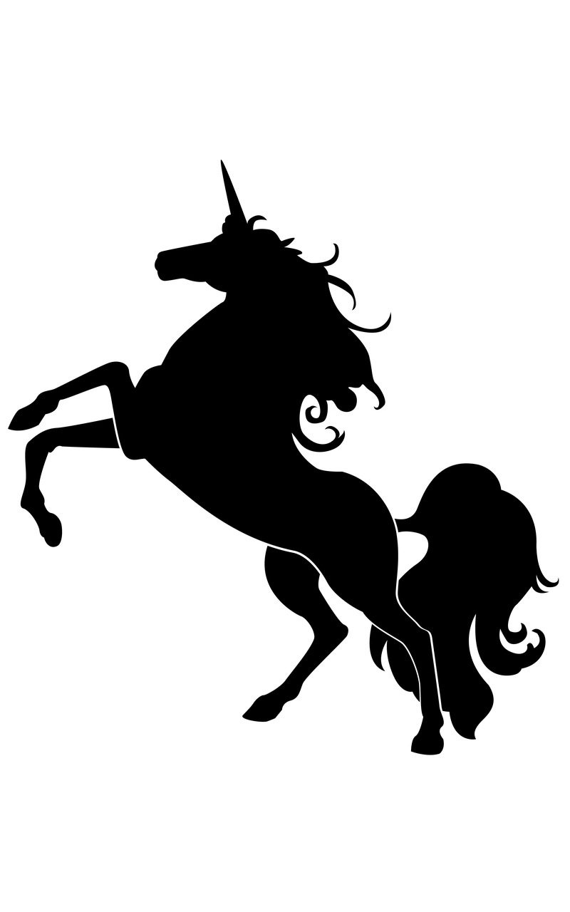 Unicorn Black and White Logo - Unicorn Black Silhouette transparent PNG - StickPNG