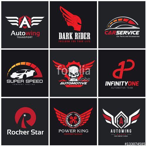 Motorcylce Red Eagle Logo - logo collection set automotive skull rock wing warrior sound bike
