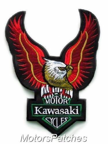 Motorcylce Red Eagle Logo - Kawasaki Patches Biker Eagle Motorcycles Large Red. emblems. Biker