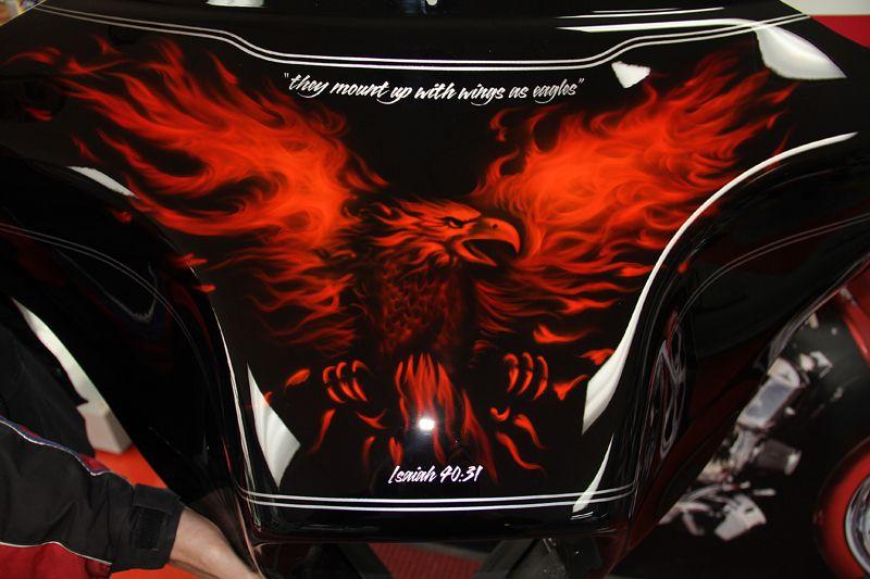 Motorcylce Red Eagle Logo - Red Eagle on Black Fairing – Custom Painted Vehicles
