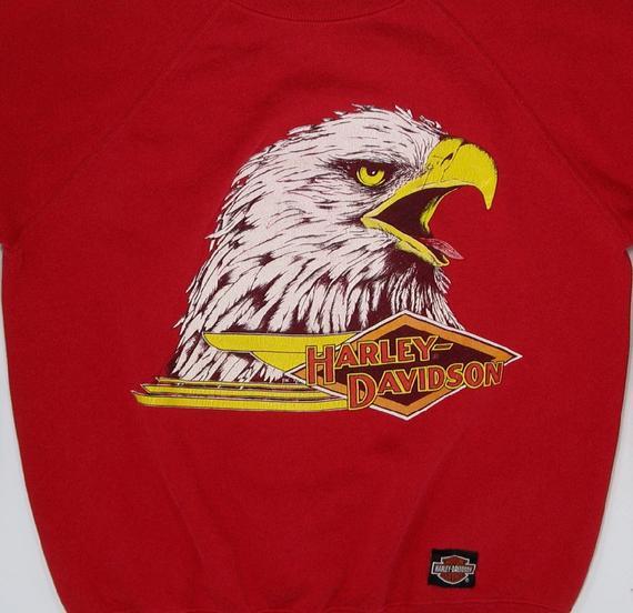 Motorcylce Red Eagle Logo - 80s Harley Davidson Sweatshirt Rare Med motorcycle biker soft