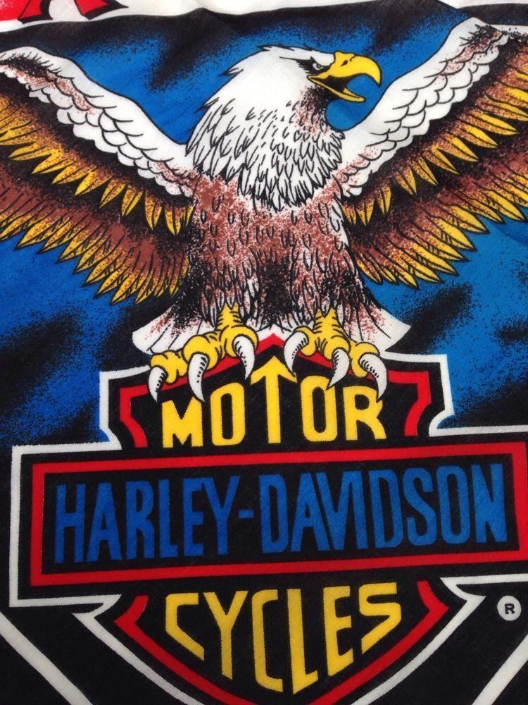 Motorcylce Red Eagle Logo - Vintage Harley Davidson Bandana The American Way Eagle USA