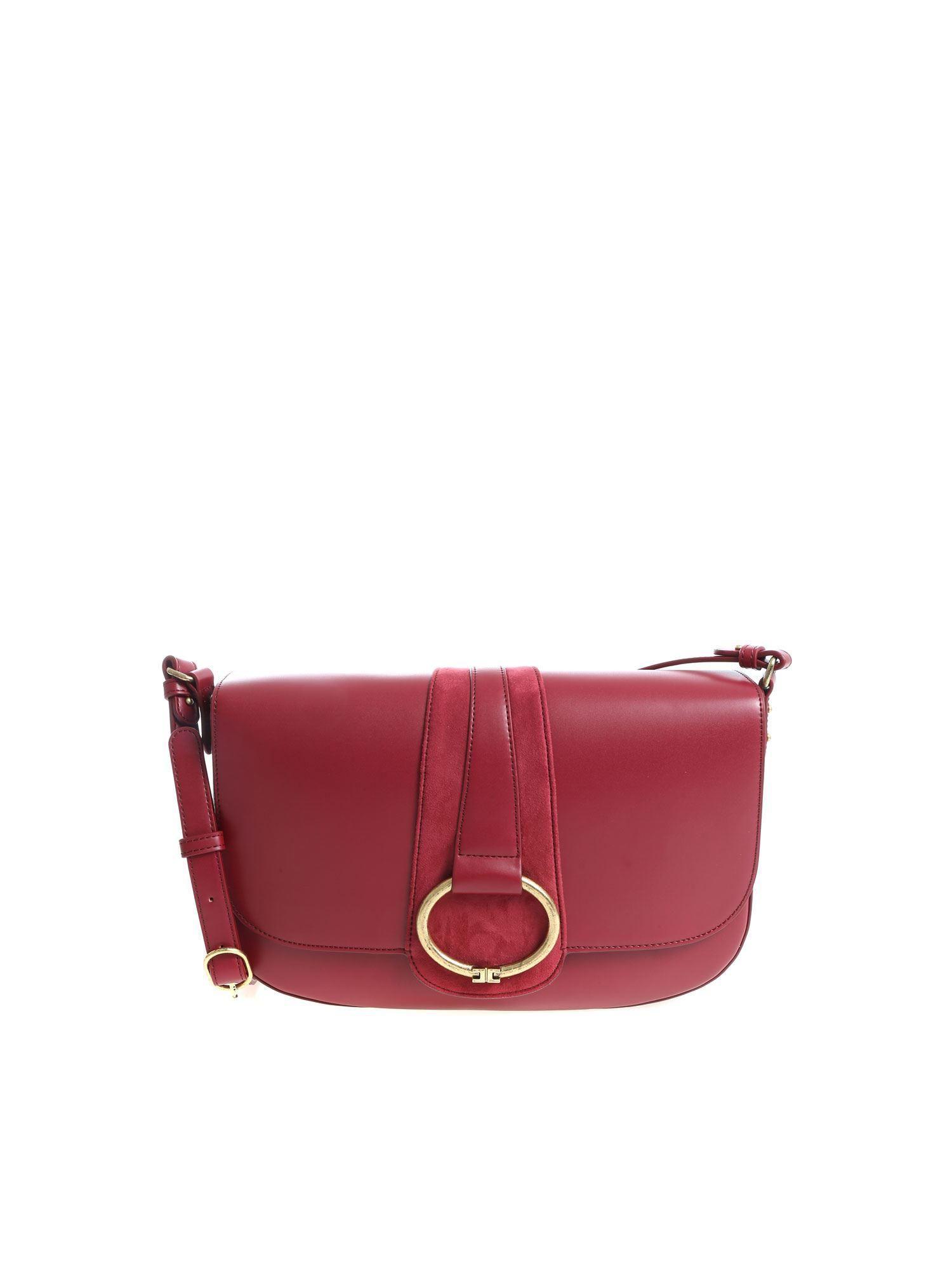 Wine Colored Logo - Lyst - Elisabetta Franchi Wine Red Colored Shoulder Bag With Logo in Red