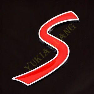 Red and Silver S Car Logo - 3D Red S Matte Silver Side Alloy Emblem Car Rear Badge Sticker