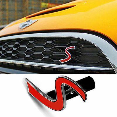 Red and Silver S Car Logo - PCS TRD Silver & Red Alloy Car Autos Body Emblems Front Grille