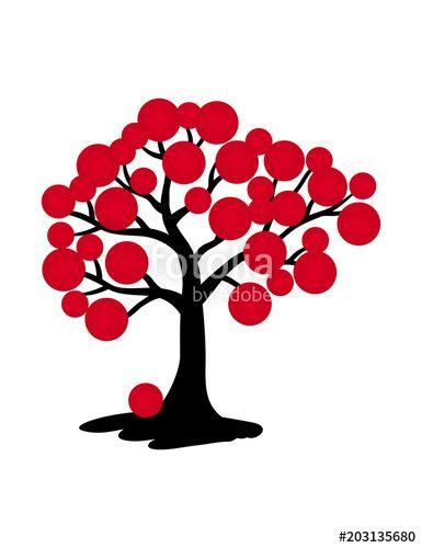 Black Tree in Circle Logo - Black tree with red fruits. A symbol of abundance. Symbolic picture