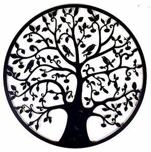 Black Tree in Circle Logo - Black Tree of Life Metal Hanging Wall Art *80 cm* Round Hanging ...