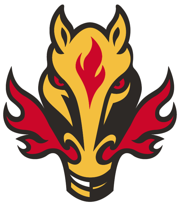 Red and Yellow Horse Logo - Calgary Flames Alternate Logo - National Hockey League (NHL) - Chris ...