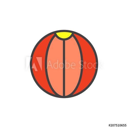 White Stripes with Red Ball Logo - Beach ball filled outline icon, line vector sign, linear colorful ...