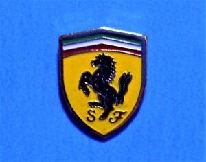 Black and Yellow Horse Logo - FERRARI - BLACK HORSE & YELLOW LOGO - CAR EMBLEM - VINTAGE LAPEL PIN ...