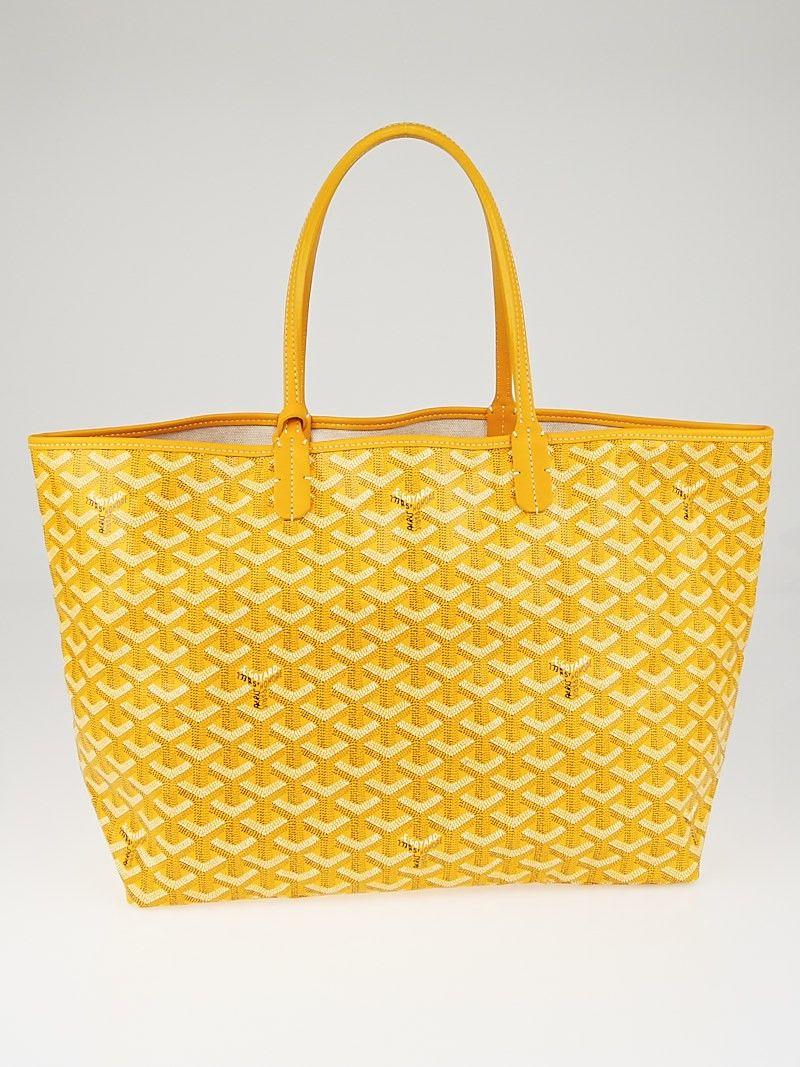 Yellow Goyard Logo - Goyard Yellow Chevron Print Coated Canvas St. Louis PM Tote Bag ...