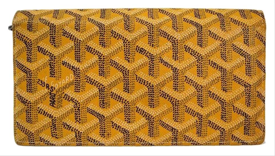 Yellow Goyard Logo - Goyard Yellow Monogram Canvas Leather Logo Long Wallet - Tradesy
