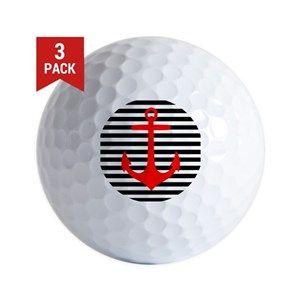 White Stripes with Red Ball Logo - Black Stripe Golf Balls - CafePress