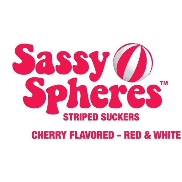 White Stripes with Red Ball Logo - Cherry Sassy Suckers Red Striped Ball Lollipops: 100-Piece Bag ...