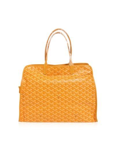 Yellow Goyard Logo - Authentic GOYARD Adi PM Tote Bag Handbag PVC Leather Coating Canvas
