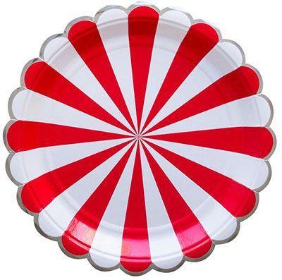 White Stripes with Red Ball Logo - Red and White Stripes with Silver Edges Plates - Big | Souq - UAE