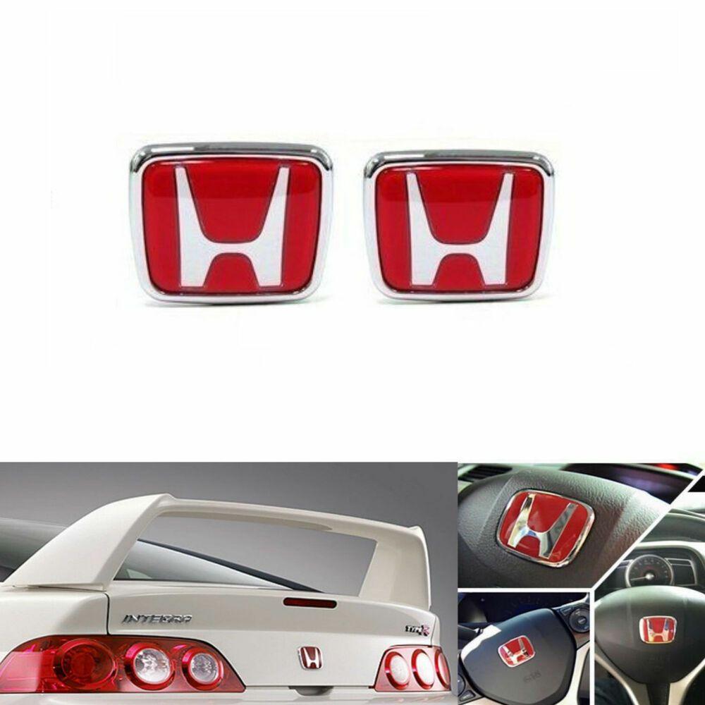 Red Honda Logo - Red Honda Emblem JDM Style Type R Civic Acura Integra RSX Accord ...