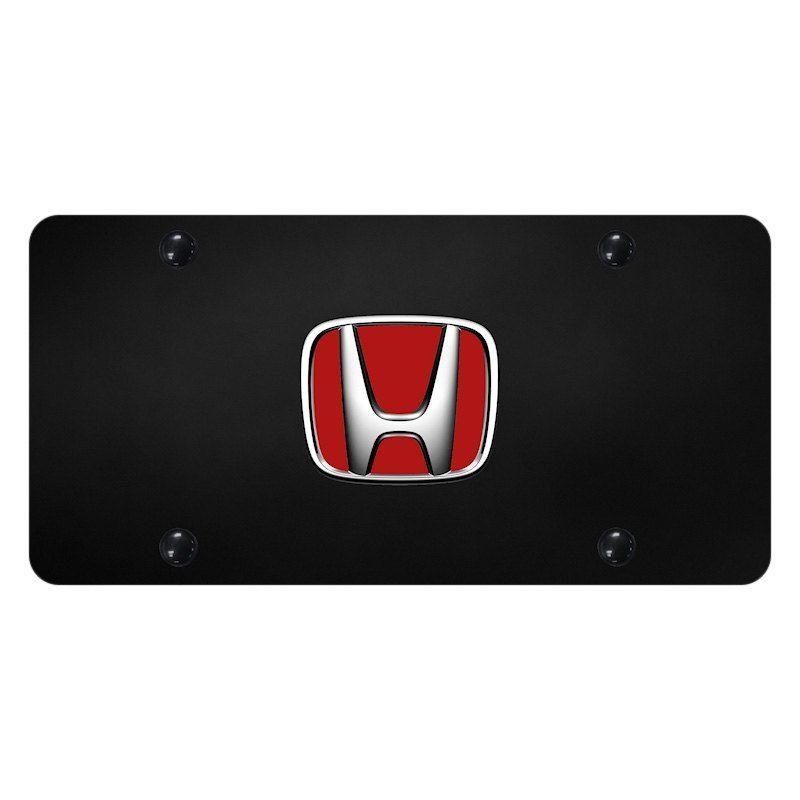 Red Honda Logo - Autogold® HON.R.CB - Black License Plate with 3D Chrome / Red Honda ...