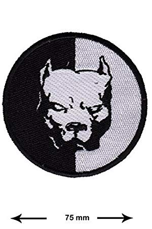 Pitbull Black and White Logo - Pitbull black white dog Animals Patch Vest Logo Jacket T- shirt ...
