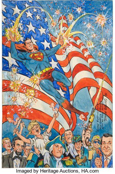 4th of July Superman Logo - Wayne Boring Alter Ego Superman Fourth of July Cover Original