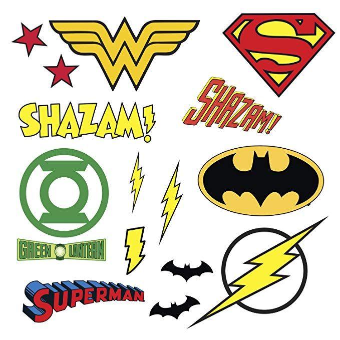 Animal Superhero Logo - Amazon.com: RoomMates DC Superhero Logos Peel And Stick Wall Decals ...