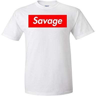 Savage Friends Logo - Amazon.com: Savage Red Box Logo T Shirt Jersey Party Friends White ...