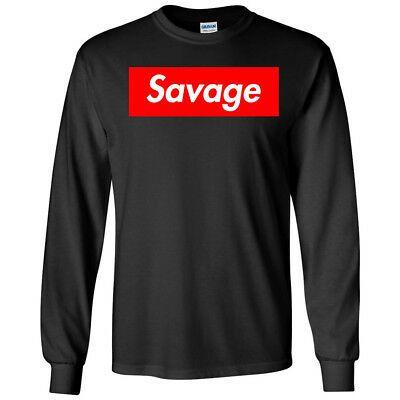 Savage Friends Logo - Savage Red Box Logo Long Sleeve Shirt Jersey Friends Party Tee New ...